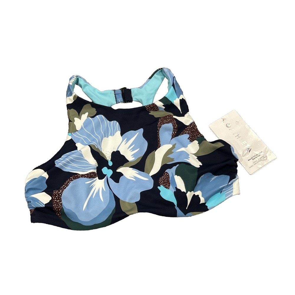ATHLETA Maldives Bikini Top Womens 34B 34C Hero Bloom Dress Blue Swim Suit New